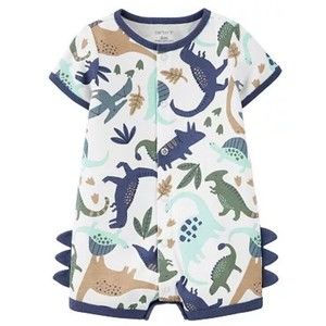 NWT Carter's Boys 6m 1 piece Romper Outfit 3D Dinosaur Scales Snap Up Soft